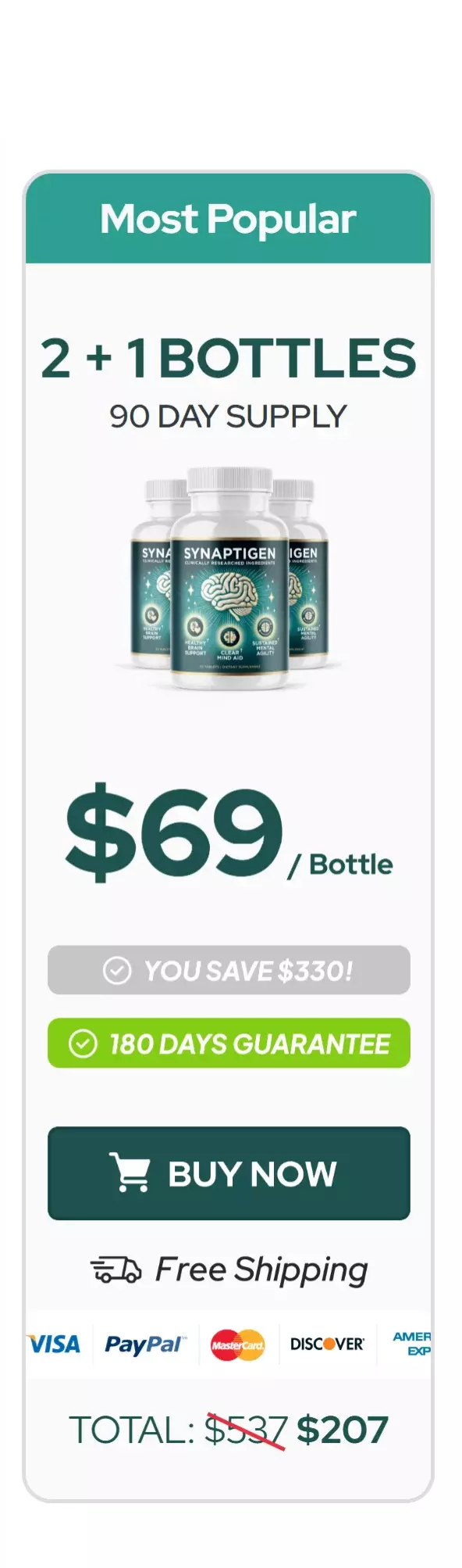 Memozone™ 3 bottles pricing